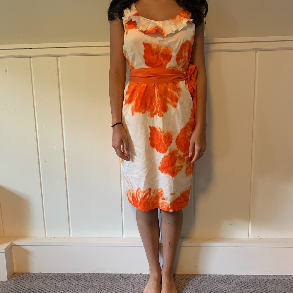 Anthropologie Orange and White Dress